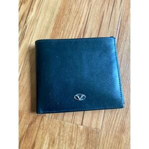 Visconti Black Leather Horizontal 8cc Wallet - Made in Italy